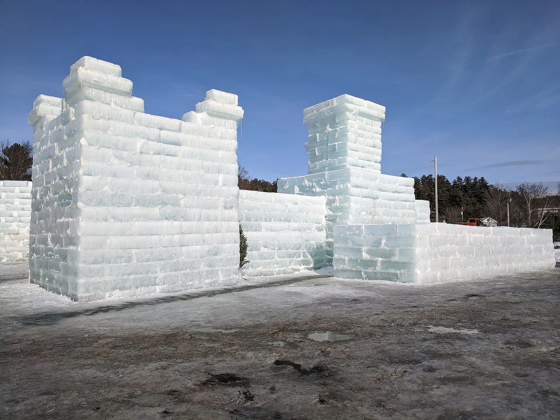 The Saranac Lake Winter Carnival Ice Palace, built from Lake Flower ice